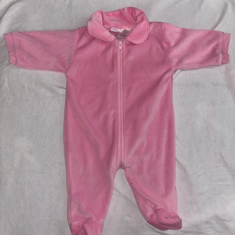 Source Unknown Pink Plush Footed One-Piece Zipper Sleeper